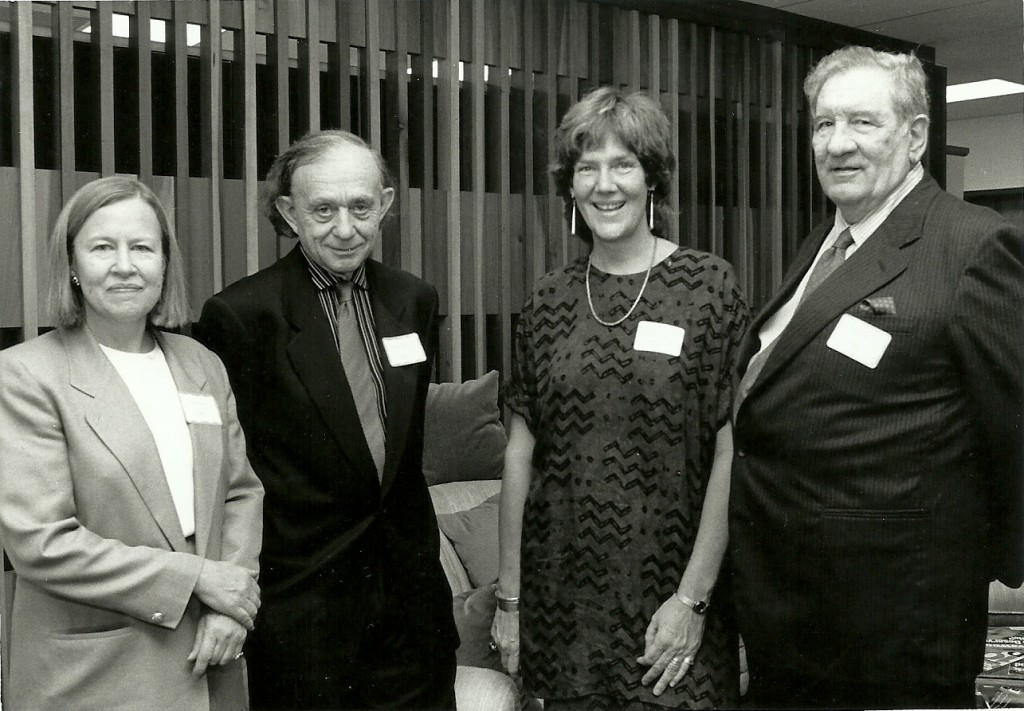 From left: Jennifer Harrell, filmmaker and documentarian Frederick Wiseman, Marti Coulter, and James Harrell. The Harrell is named for James and Jennifer.