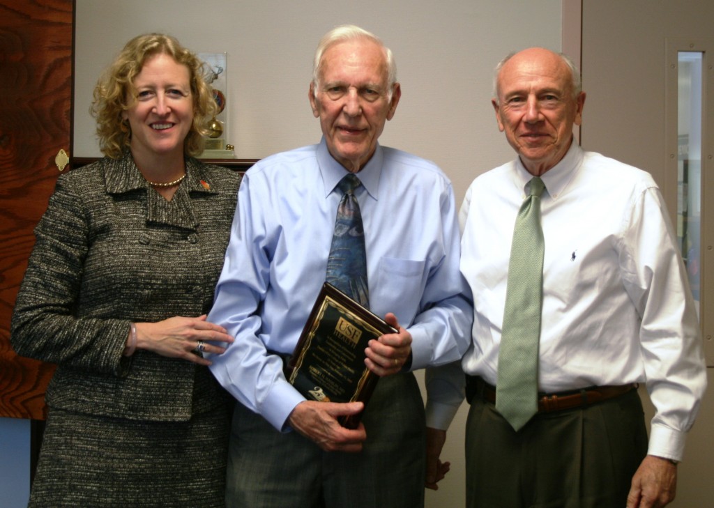 L to R: Dr. Donna Petersen, dean of the USF College of Public Health, Robert Hamlin and Sam Bell.