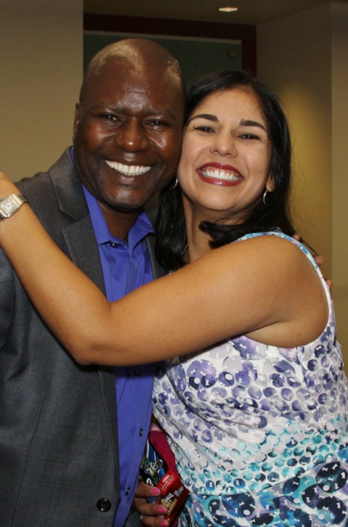 Alumni Awardee Dr. Arlene Calvo shares a special moment with fellow alumnus Dr. Clement Gwede.