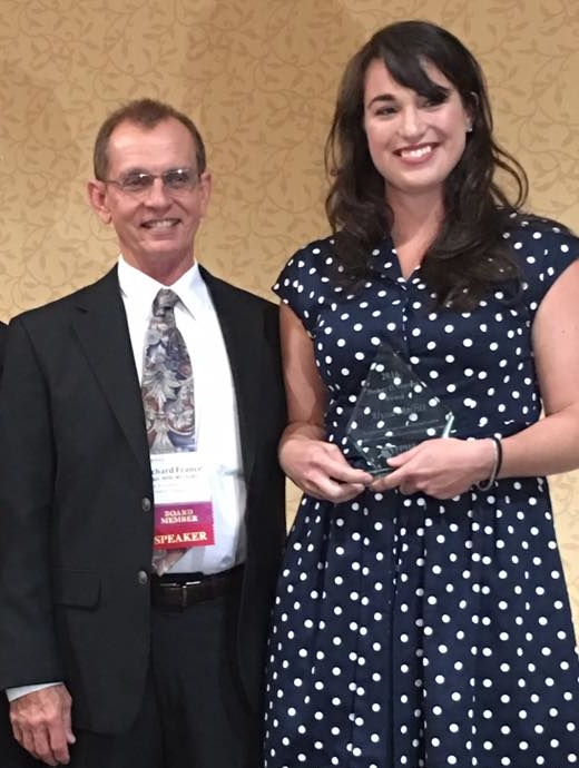 COPH alumna Alyssa Moffitt, MPH, received the 2016 Homer D. Venters Award from fellow COPH alumnus and FPHA president Dr. Rick France. She was recognized for her professional achievements in a public health laboratory. (Photo courtesy of FPHA Facebook)