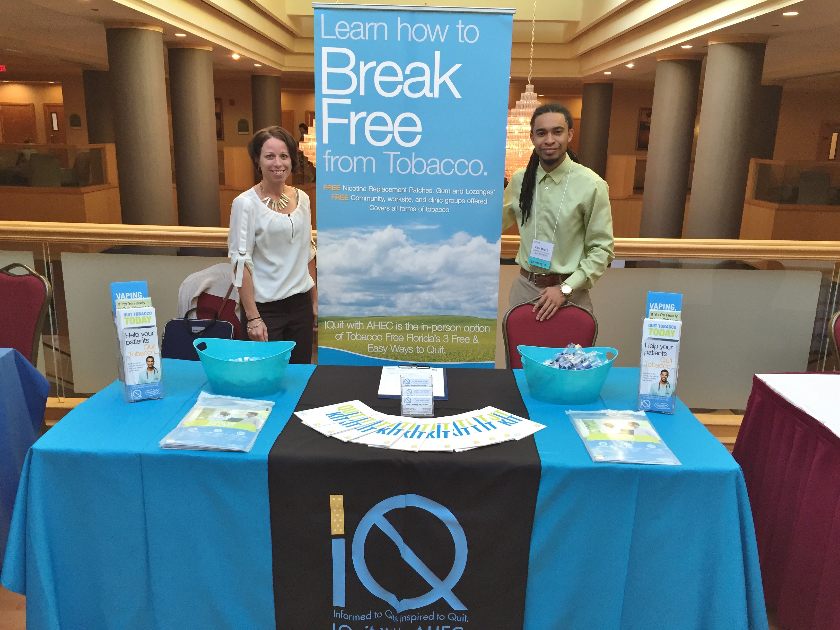 Alumni Maureen Guthke, MPH, CHES, CHWC, and Paul March, BSPH, were conference exhibitors representing Tobacco Free Florida’s AHEC Cessation Program. (Photo by Natalie Preston)