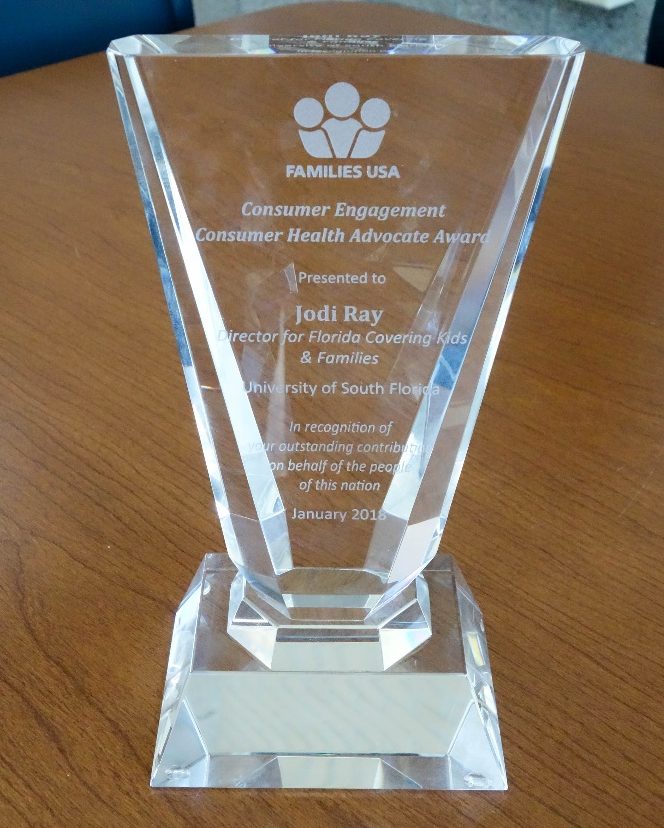 The Consumer Engagement award presented to Ray during the national ceremony in Washington, DC. (Photo by Anna Mayor).