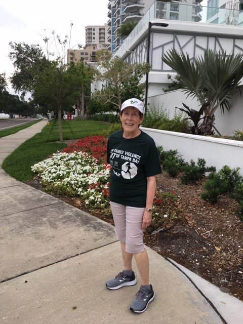 Former USF President Betty Castor participating in the virtual 5K, “Run Family Violence Out of Tampa Bay.” (Photo courtesy of Castor)