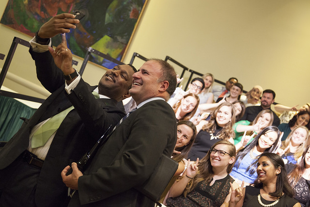 Dr. Sneed and Dr. Christopoulos taking the traditional selfie.